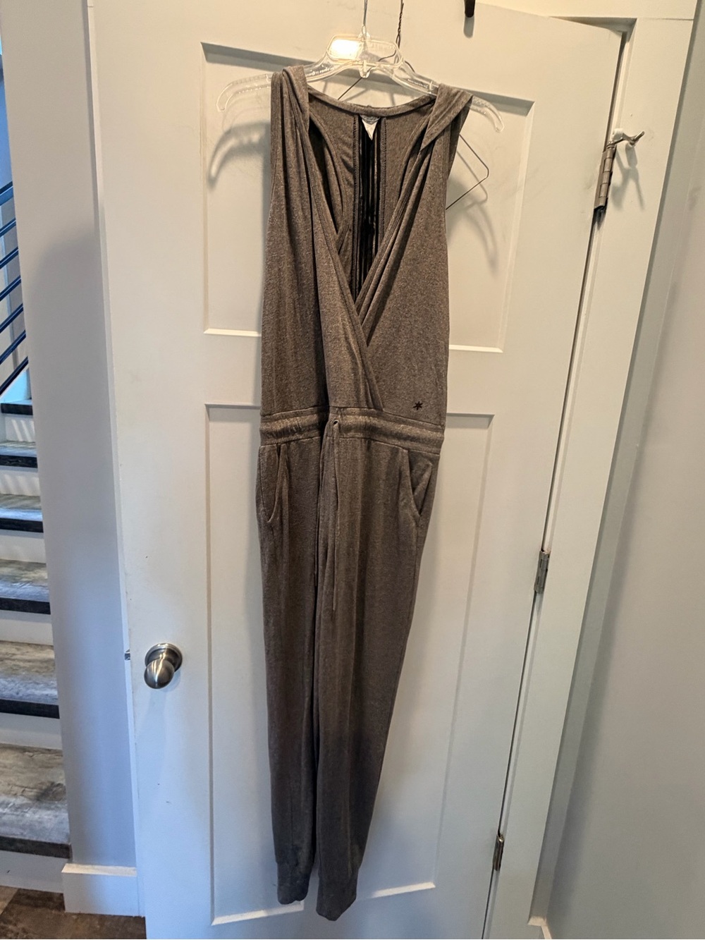 NWT Splendid Medium Gray Sleeveless Wrap Front Drawstring Jumpsuit